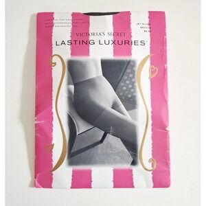 Victoria Secret Vintage Lasting Luxuries Control Top Sheer Pantyhose Jet Black M